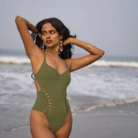 One Piece Swimsuit For Women in Olive Green "SUNNY" (Lycra Fabric)