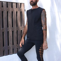 Yoga Leggings For Men In Black with Cutouts