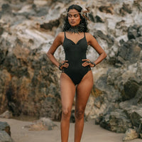 One Piece Swimsuit For Women in Shabby Black "NOA" (Lycra Fabric)