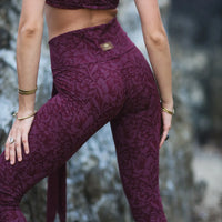 Flare Yoga Pants For Women In Bordeaux Print (Lycra Fabric)