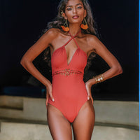 One Piece Swimsuit For Women in Orange "KARLA" (Lycra Fabric)