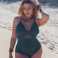 One Piece Swimsuit For Women in Teal, Dark Turquoise "KARLA" (Thick Lycra Fabric)