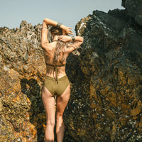 Suede Army Green Cheeky Booty Bikini Set For Women "ANGIE"