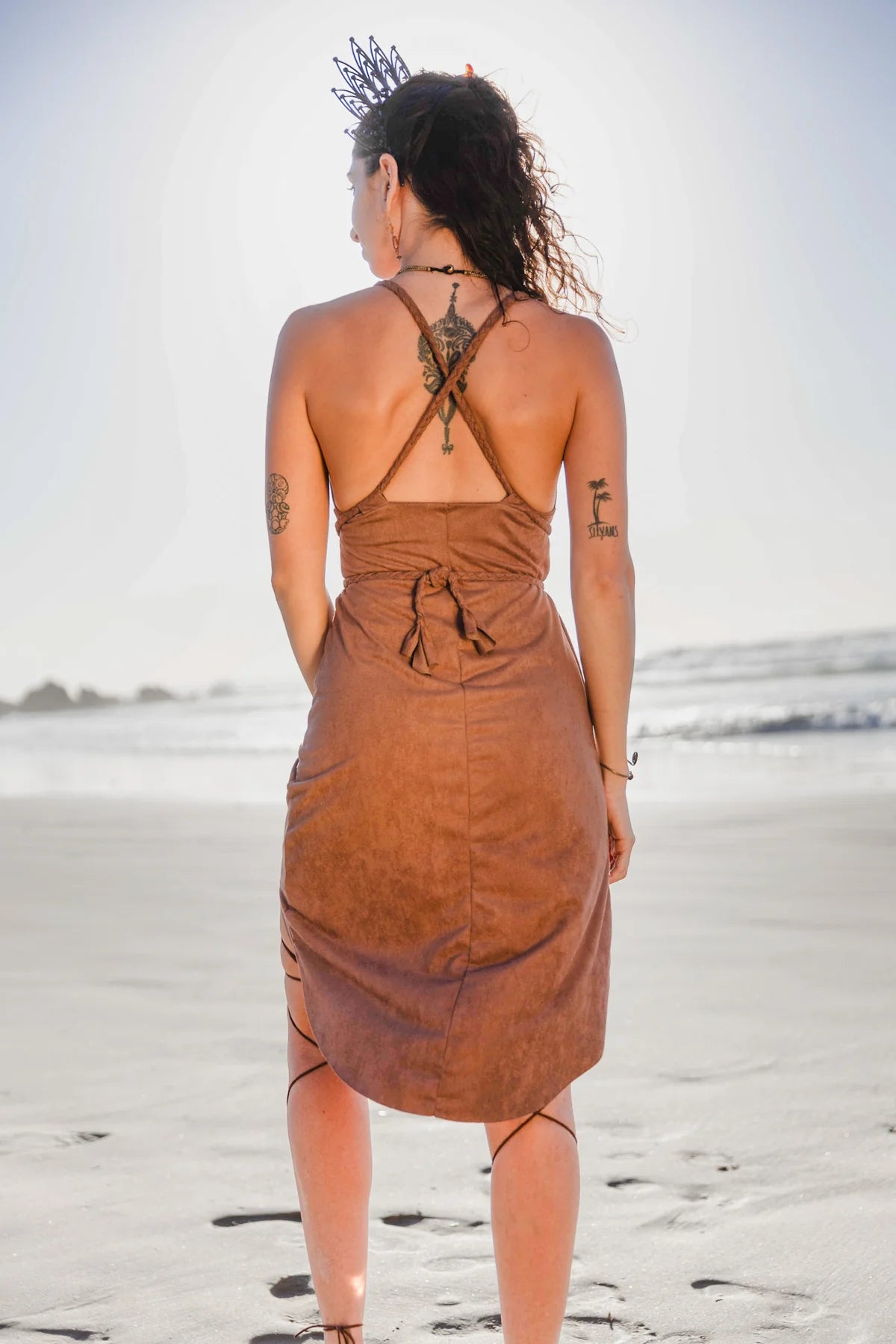suede backless dress Bluet Suede Dress