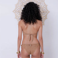 Suede Look Beige Bikini Set For Women "BEADS"