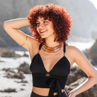 Tie Tank Top in Black, Unique Yoga Clothes "TAMA"