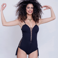 Black One Piece Swimsuit For Women "DELI" (Lycra Fabric)