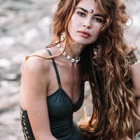 Suede Look Olive Green One Piece Swimsuit For Women "DORIN"
