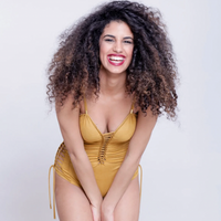 Suede Look Mustard One Piece Swimsuit For Women "SIDE"