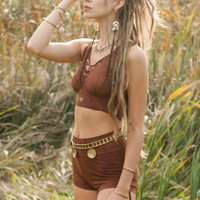 Booty Shorts in Shabby Terracotta Brown, Sexy Yoga cloths