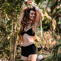 Flower Cut Out Booty Shorts In Black, Sexy Yoga Pants