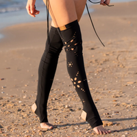 Flowers Cut Out Over The Knee Leg Warmers In Black