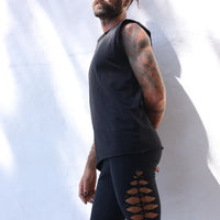 Yoga Leggings For Men In Black with Cutouts