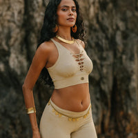 Yoga Tank Top in Light Beige, Sexy Yoga Clothes