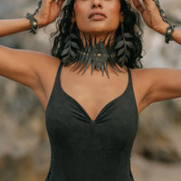 One Piece Swimsuit For Women in Shabby Black "NOA" (Lycra Fabric)