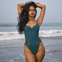 One Piece Swimsuit For Women in Teal "SUNNY" (Lycra Fabric)