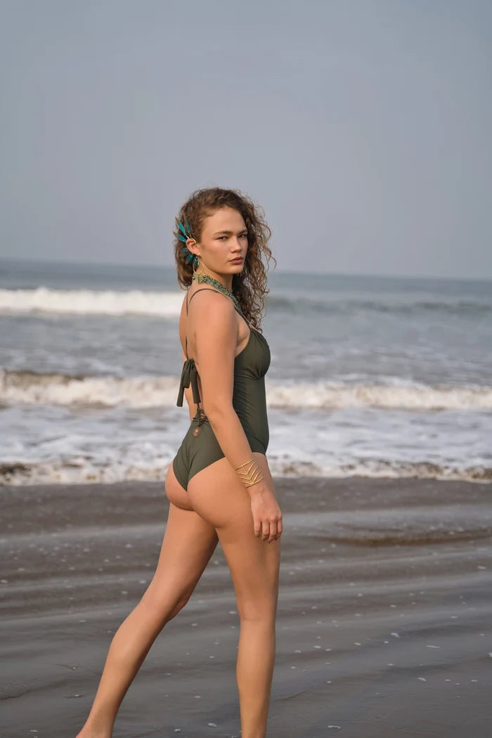 One Piece Swimsuit For Women in Olive Green "GAYA" (Lycra Fabric)