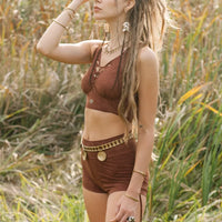 Yoga Tank Top in Shabby Terracotta Brown, Sexy Yoga Clothes