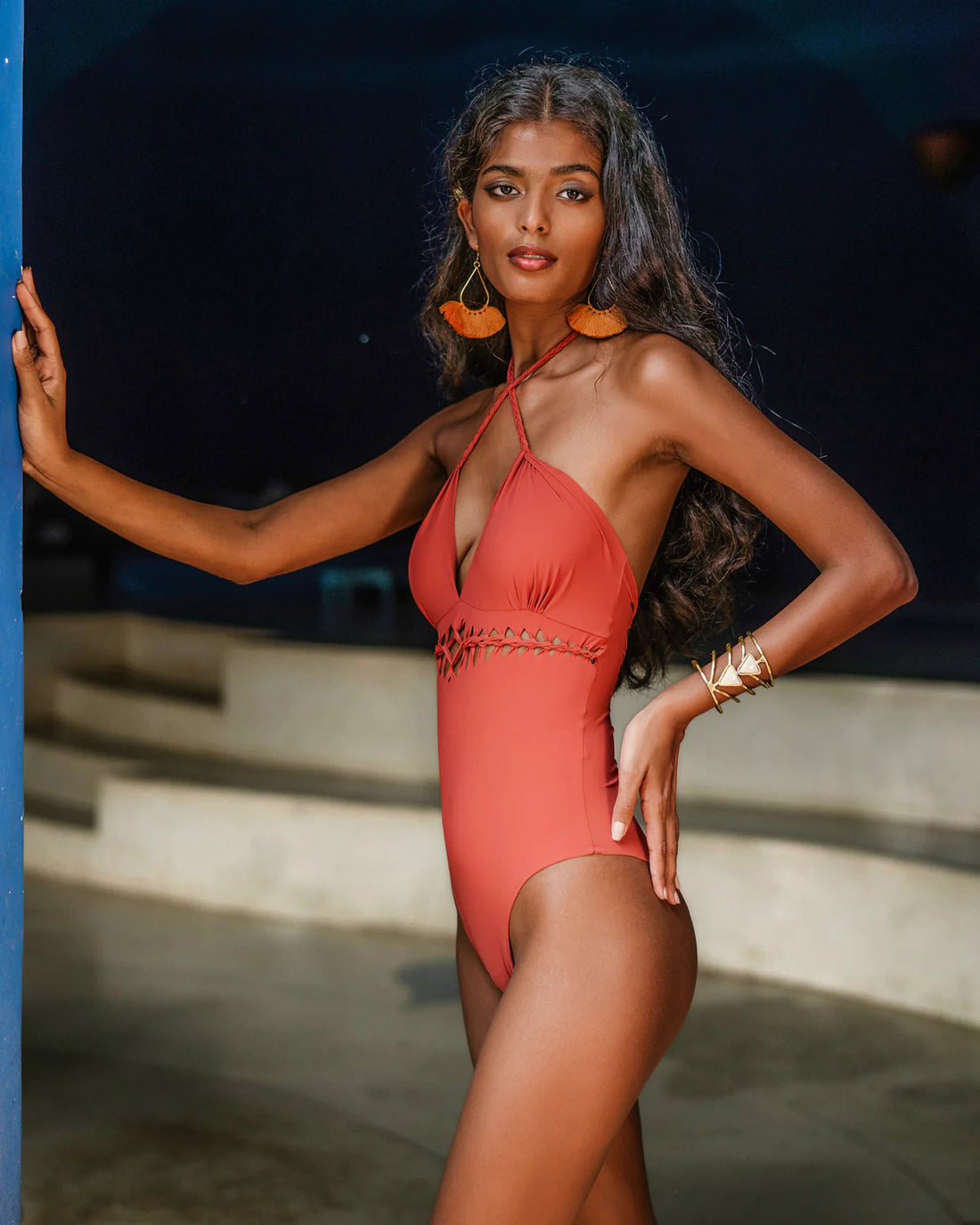 One Piece Swimsuit For Women in Orange "KARLA" (Lycra Fabric)