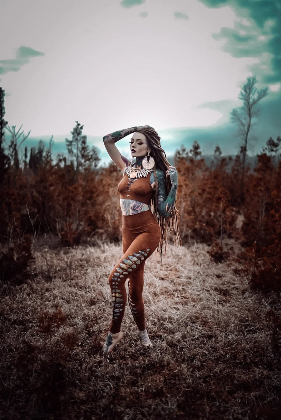 Yoga Leggings For Women In Shabby Terracotta Brown