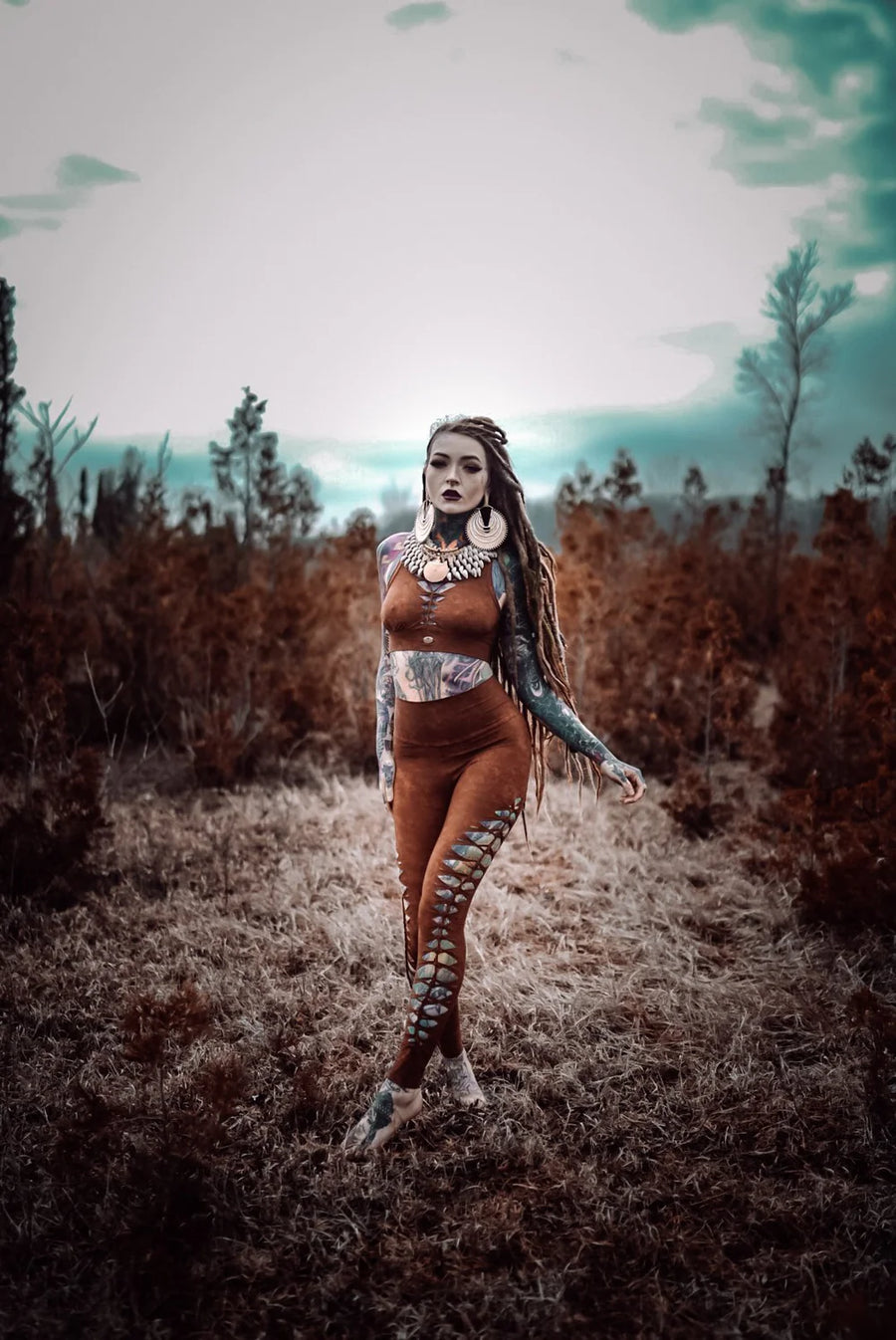 Yoga Leggings For Women In Shabby Terracotta Brown