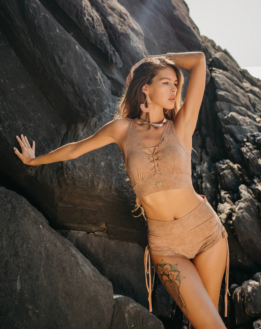 Yoga Tank Top in Shabby Beige, Sexy Yoga Clothes