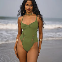 One Piece Swimsuit For Women in Olive Green "SUNNY" (Lycra Fabric)
