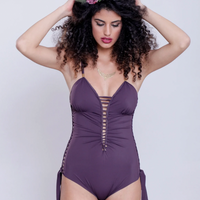 Dark Purple One Piece Swimsuit For Women "DELI" (Lycra Fabric)
