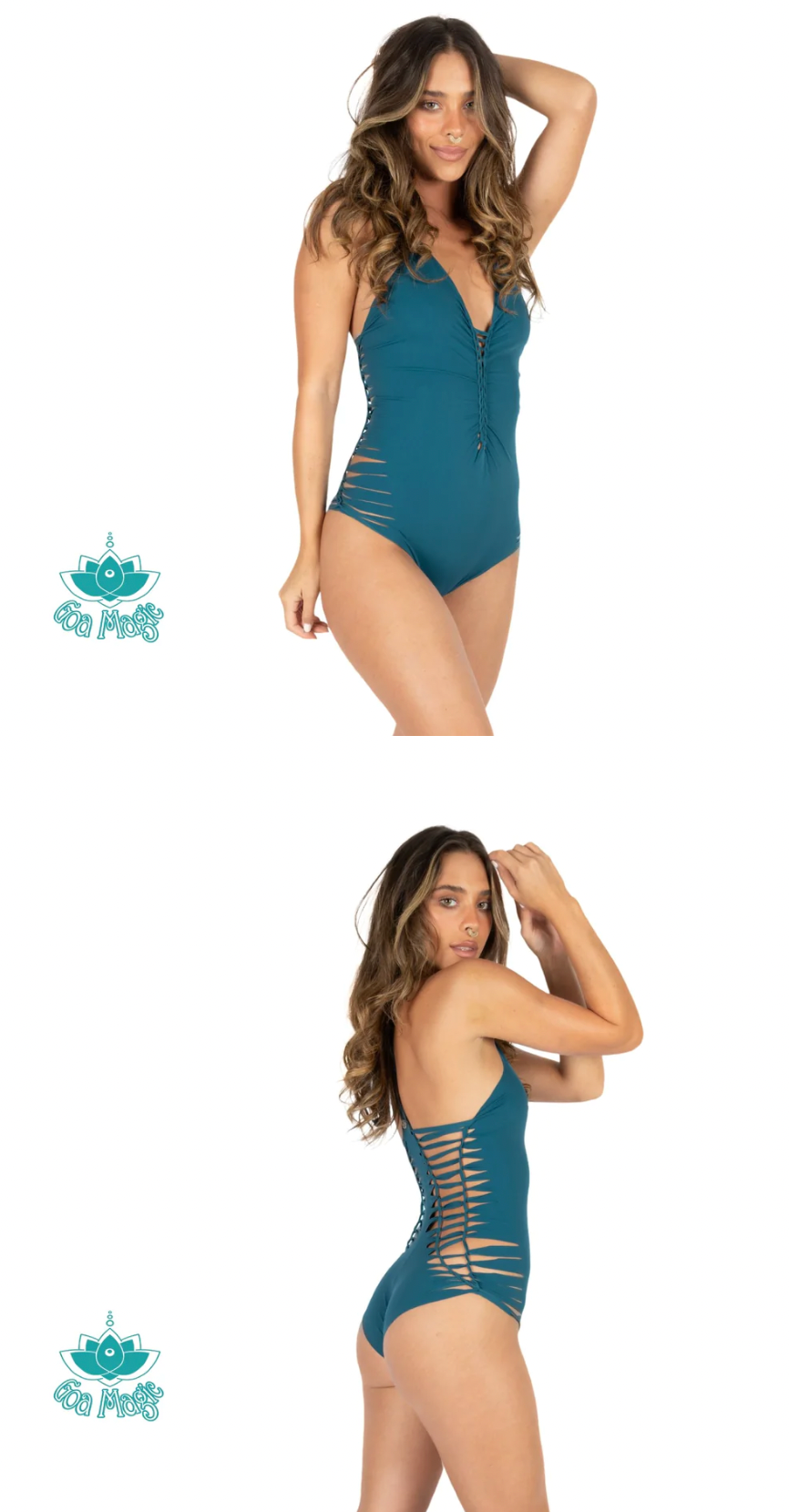 Teal One Piece Swimsuit For Women "DORIN" (Lycra Fabric)