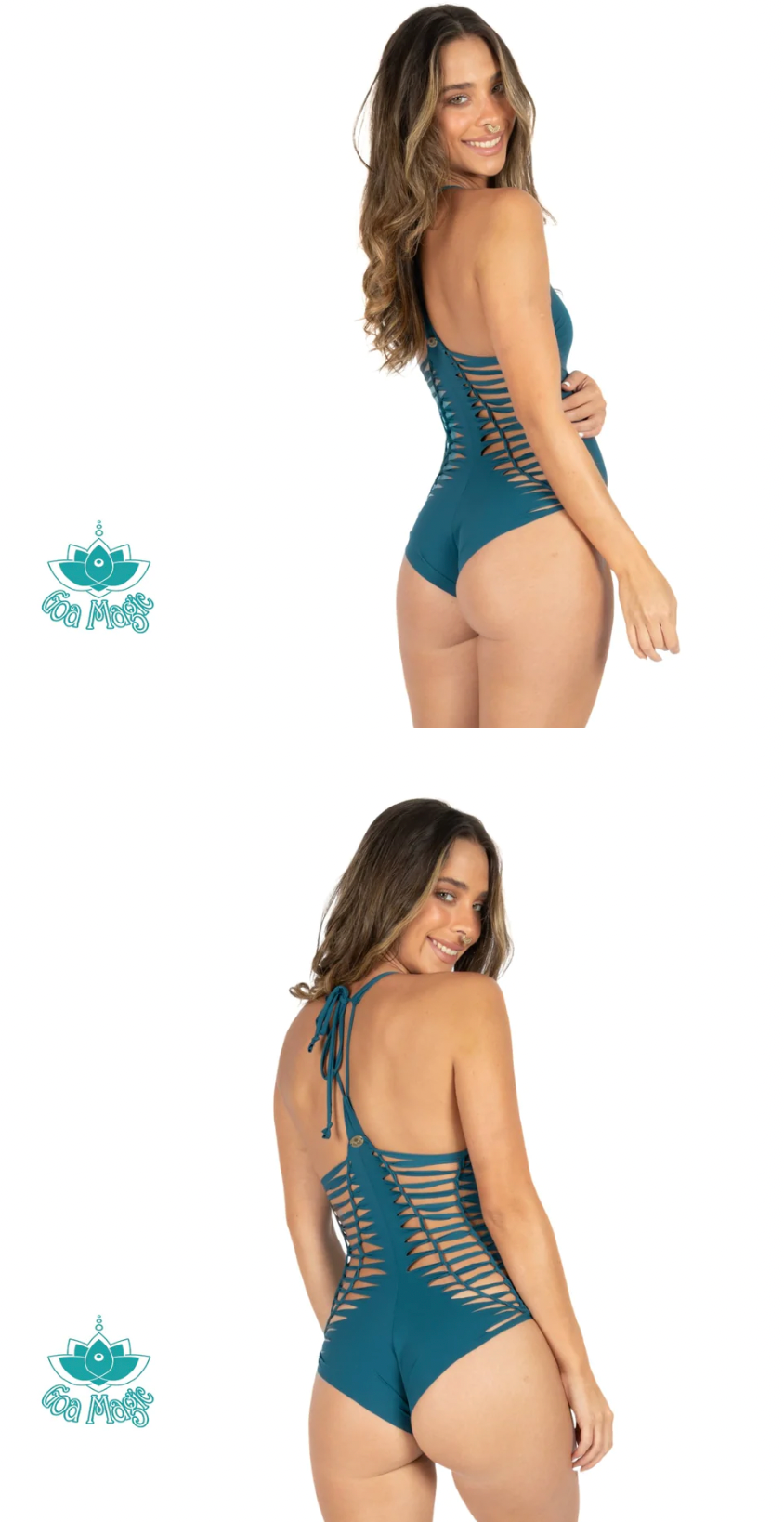Teal One Piece Swimsuit For Women "DORIN" (Lycra Fabric)