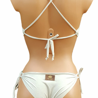 Suede Look Cream Bikini Set For Women "Cross"