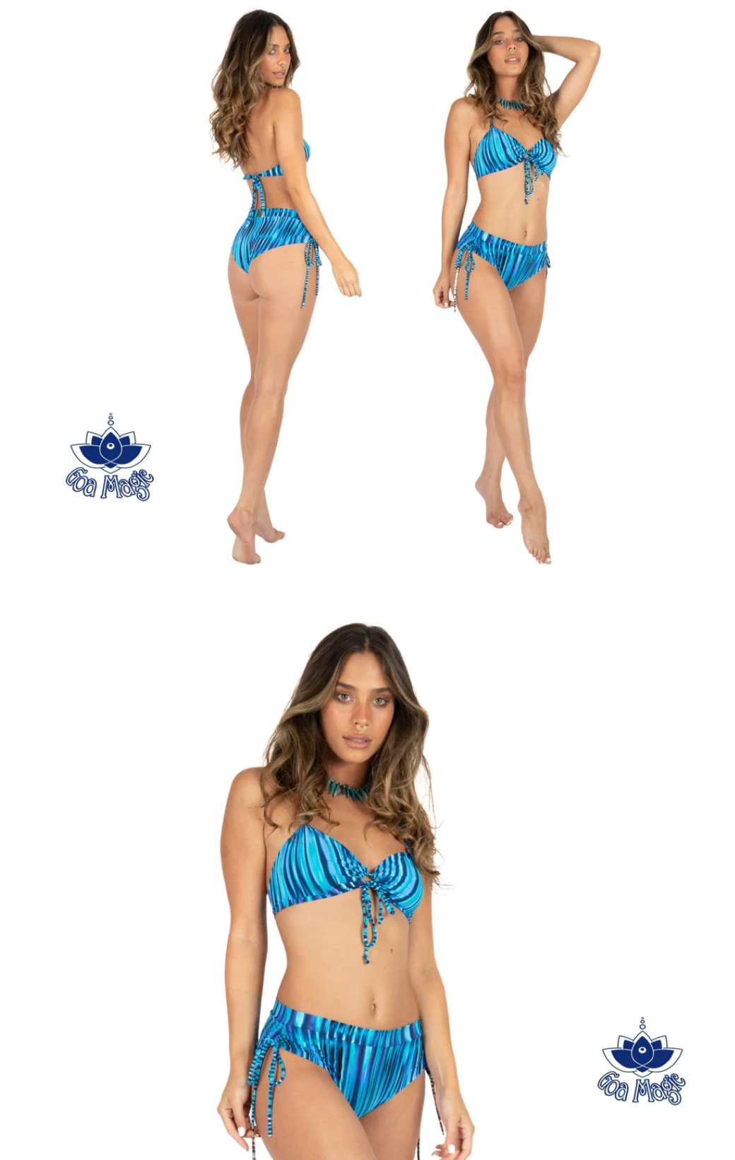 Printed Turquoise Cheeky Booty Bikini Set For Women "ANGIE"