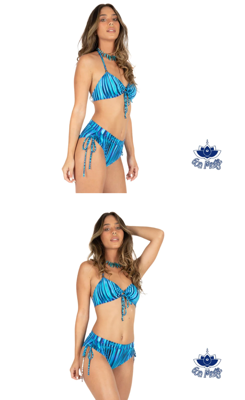 Printed Turquoise Cheeky Booty Bikini Set For Women "ANGIE"