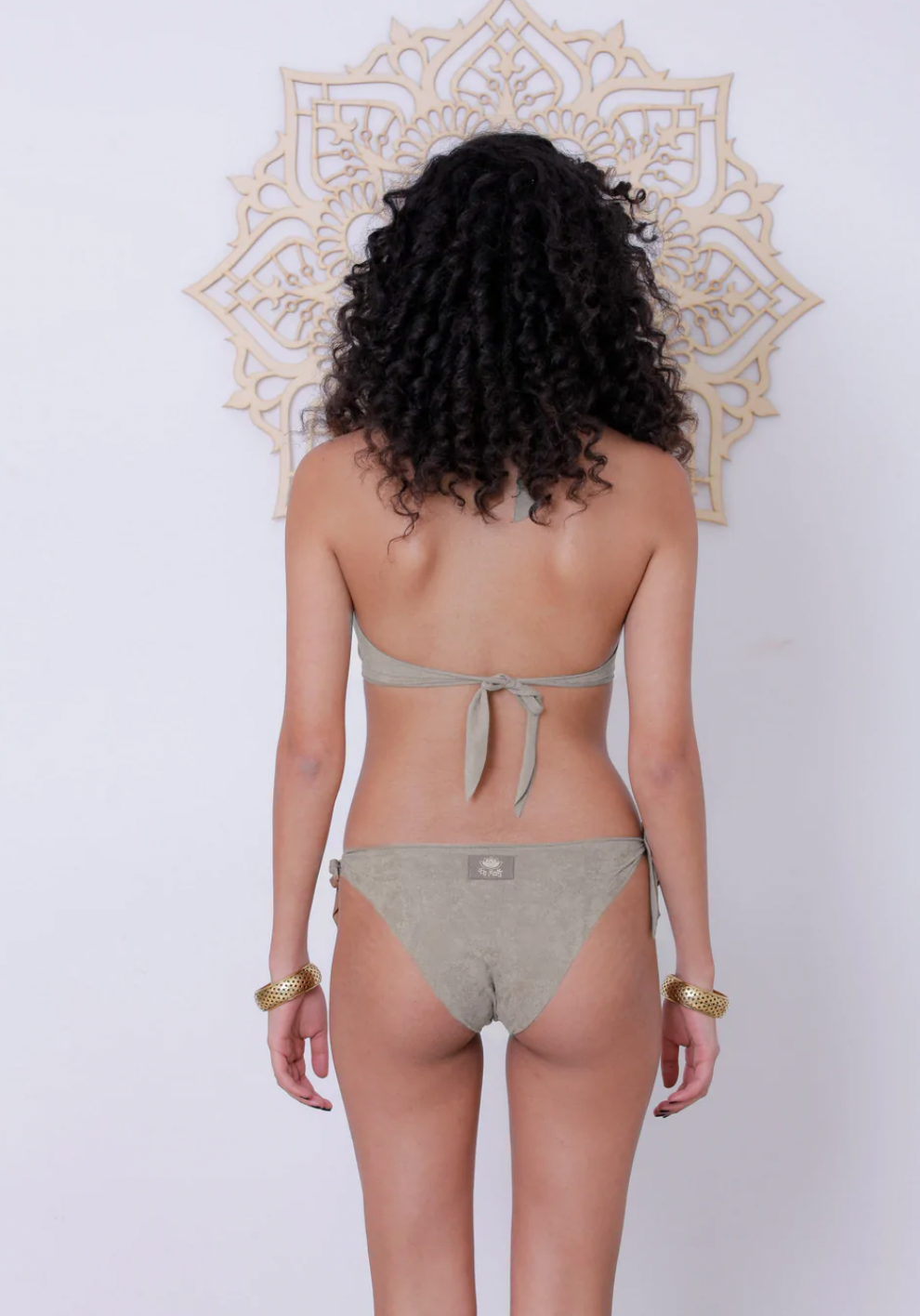 Suede Look Gray Bikini Set For Women "BEADS"