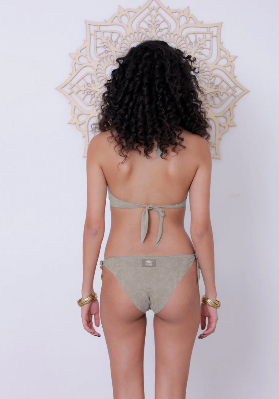 Suede Look Gray Bikini Set For Women "BEADS"