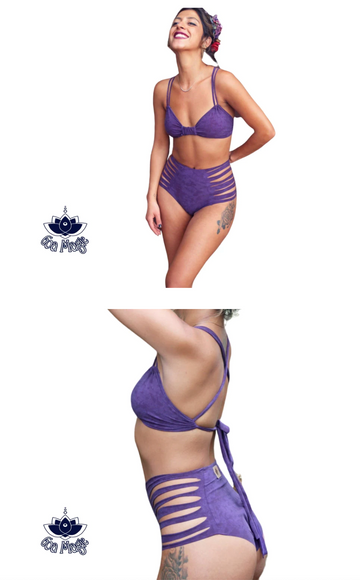 Purple High Waisted Bikini Set For Women
