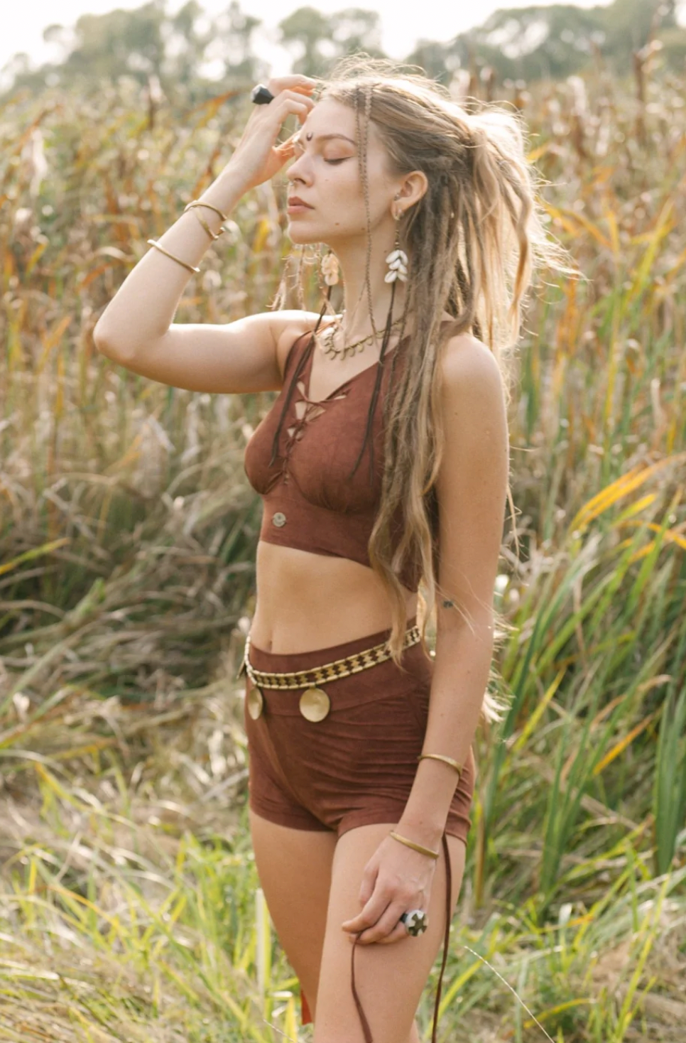 Booty Shorts in Shabby Terracotta Brown, Sexy Yoga cloths