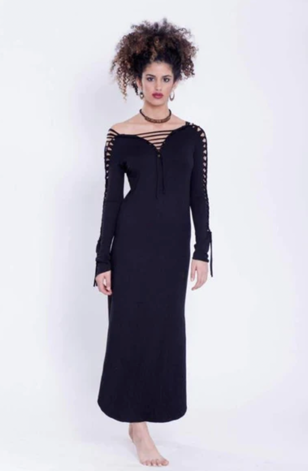 Long Sleeve Black Maxi Dress, Pixie Dress