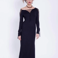 Long Sleeve Black Maxi Dress, Pixie Dress