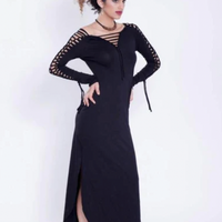 Long Sleeve Black Maxi Dress, Pixie Dress