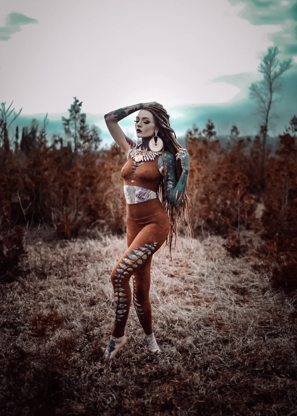 Yoga Leggings For Women In Shabby Terracotta Brown