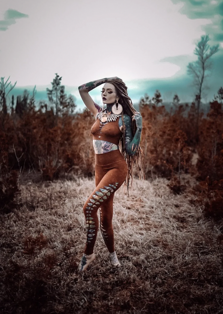 Yoga Leggings For Women In Shabby Terracotta Brown
