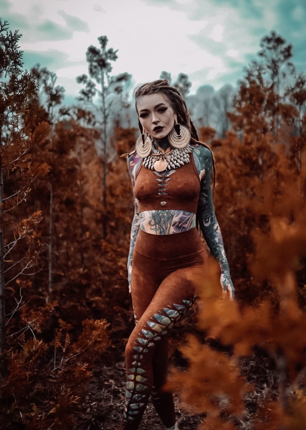 Yoga Leggings For Women In Shabby Terracotta Brown