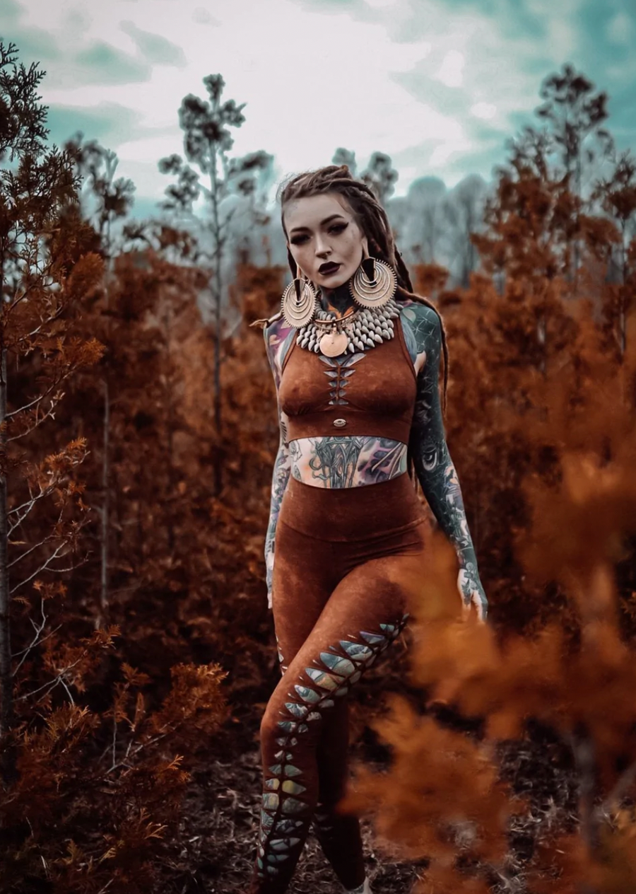 Yoga Leggings For Women In Shabby Terracotta Brown