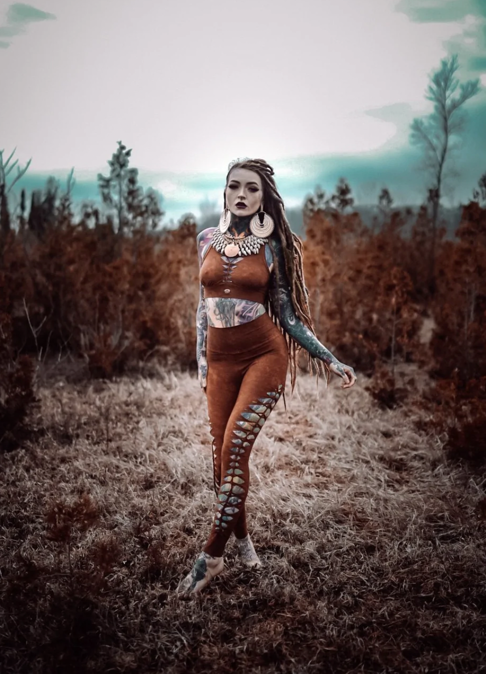 Yoga Leggings For Women In Shabby Terracotta Brown