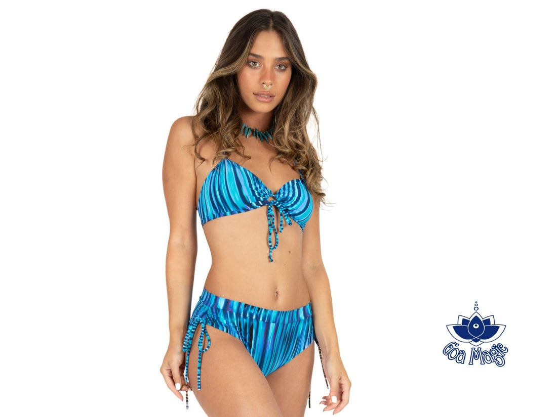 Printed Turquoise Cheeky Booty Bikini Set For Women "ANGIE"